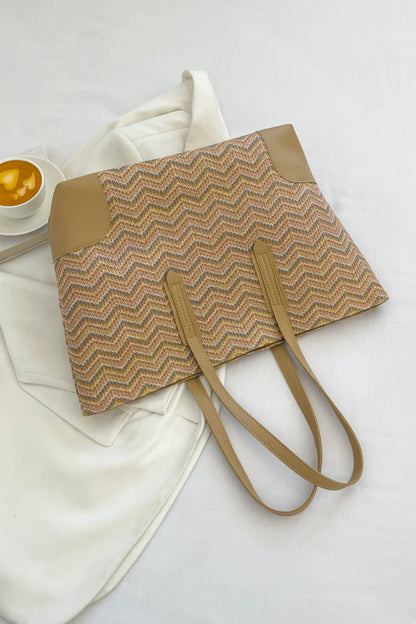 Get trendy with Chevron Straw Tote Bag - Bags available at Styles Code. Grab yours today!