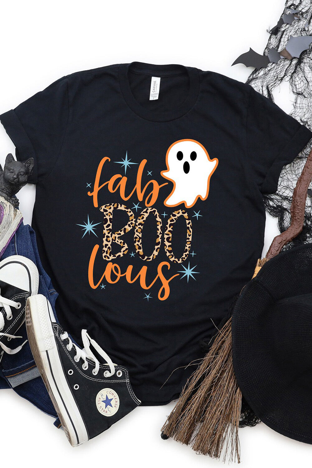 Get trendy with Round Neck Short Sleeve Ghost Graphic T-Shirt - Halloween Clothes available at Styles Code. Grab yours today!