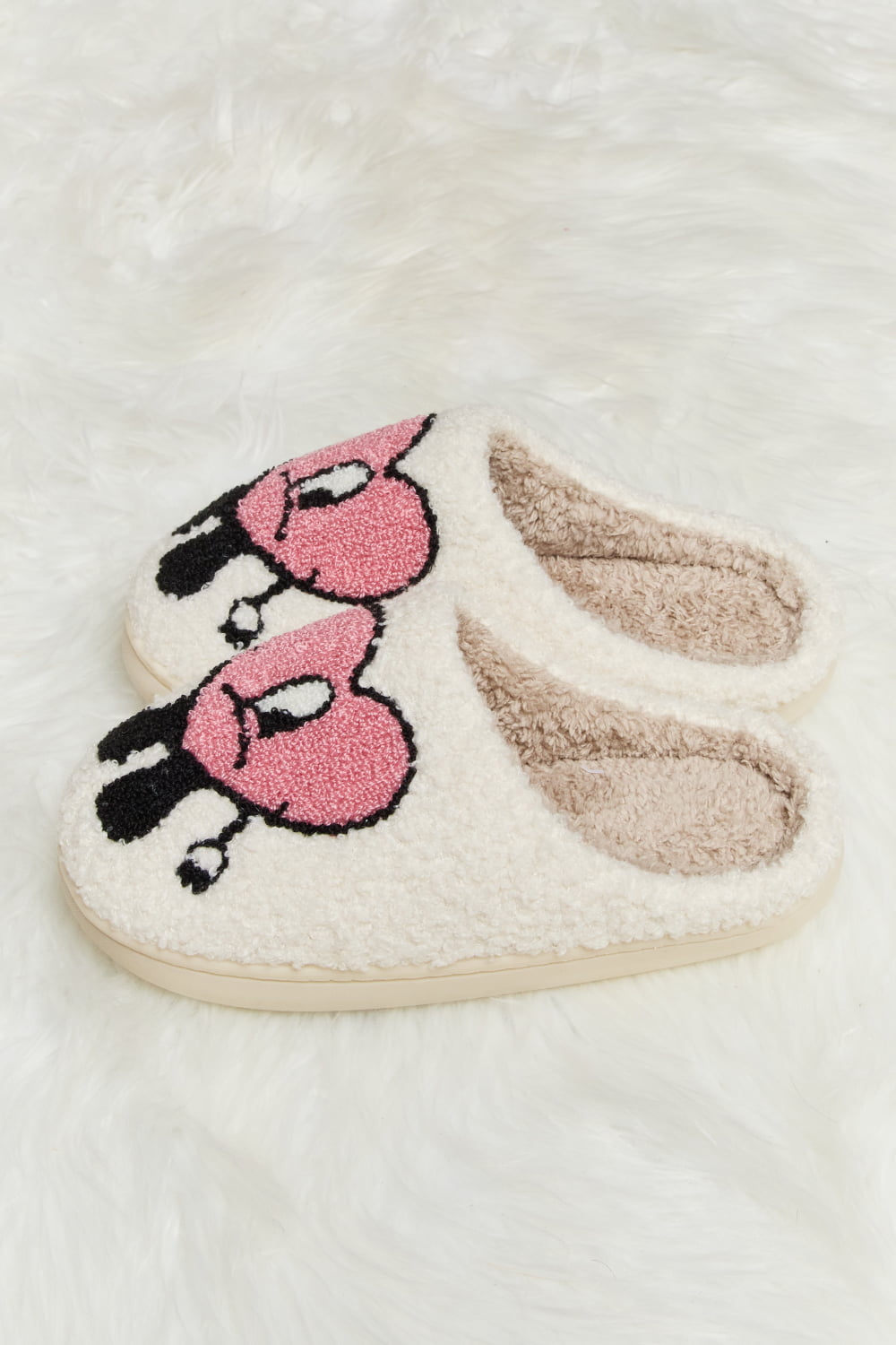 Get trendy with Melody Love Heart Print Plush Slippers - Shoes available at Styles Code. Grab yours today!