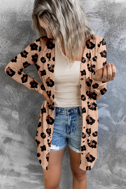 Get trendy with Printed Button Front Longline Cardigan -  available at Styles Code. Grab yours today!