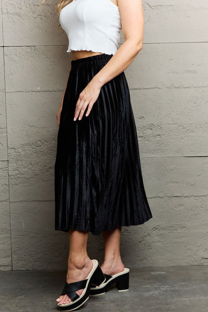 Get trendy with Ninexis Accordion Pleated Flowy Midi Skirt -  available at Styles Code. Grab yours today!