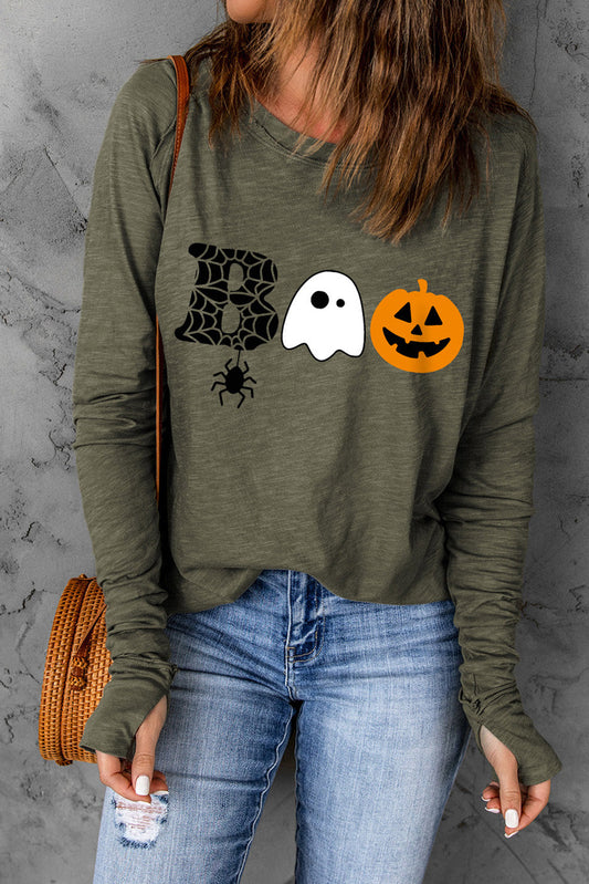 Get trendy with Halloween Graphic Long Sleeve T-Shirt - Halloween Clothes available at Styles Code. Grab yours today!