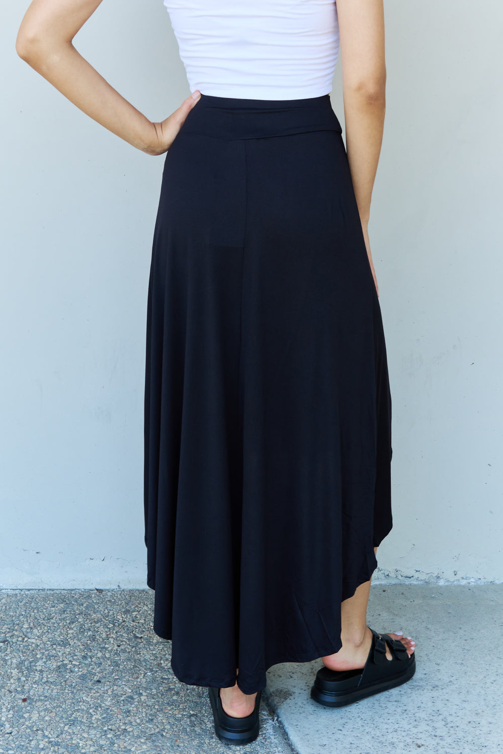 Get trendy with Ninexis First Choice High Waisted Flare Maxi Skirt in Black -  available at Styles Code. Grab yours today!