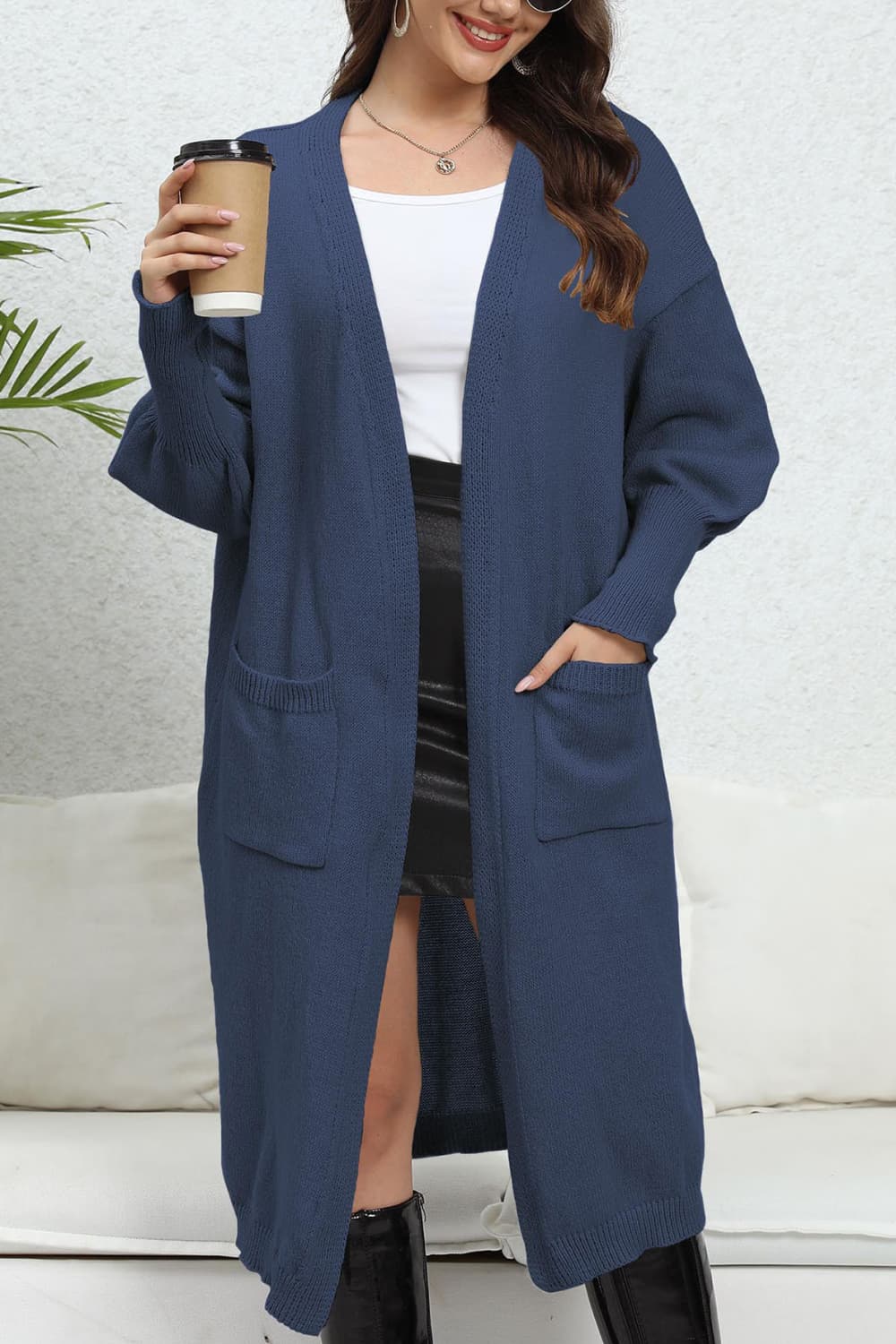 Get trendy with Open Front Dropped Shoulder Cardigan - Cardigan available at Styles Code. Grab yours today!