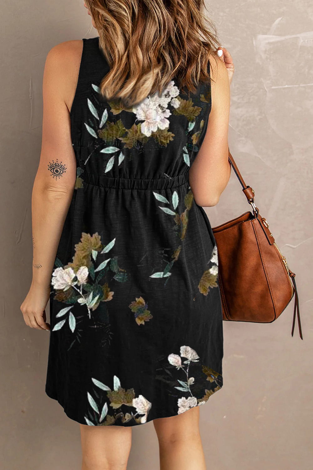 Get trendy with Double Take Printed Scoop Neck Sleeveless Buttoned Magic Dress with Pockets - Dress available at Styles Code. Grab yours today!