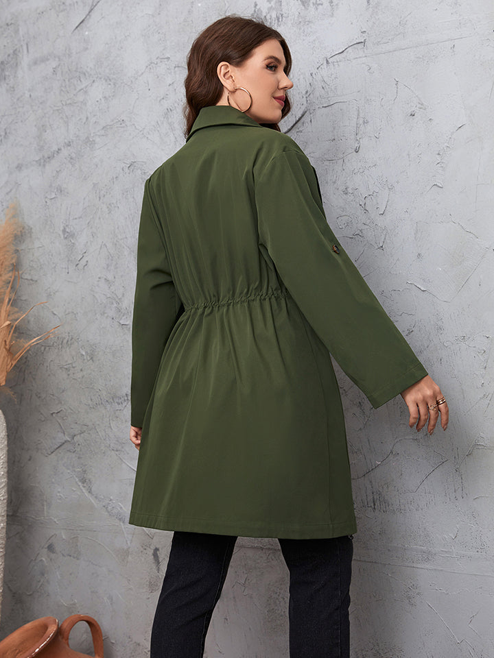 Get trendy with Plus Size Collar Sleeve Trench Coat - Jackets available at Styles Code. Grab yours today!