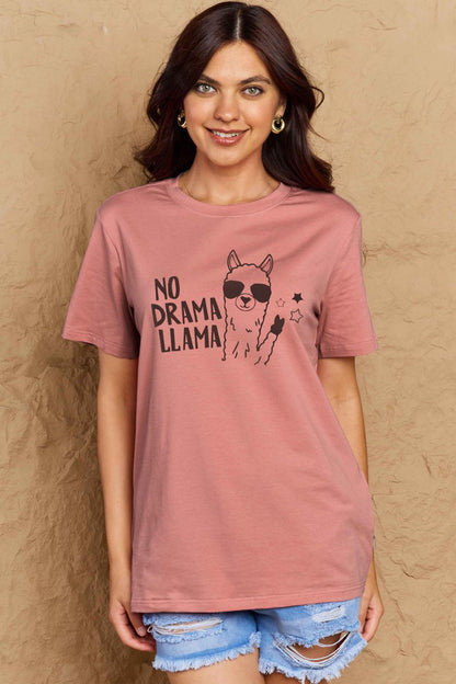 Get trendy with Full Size NO DRAMA LLAMA Graphic Cotton Tee - Graphic T-Shirts available at Styles Code. Grab yours today!