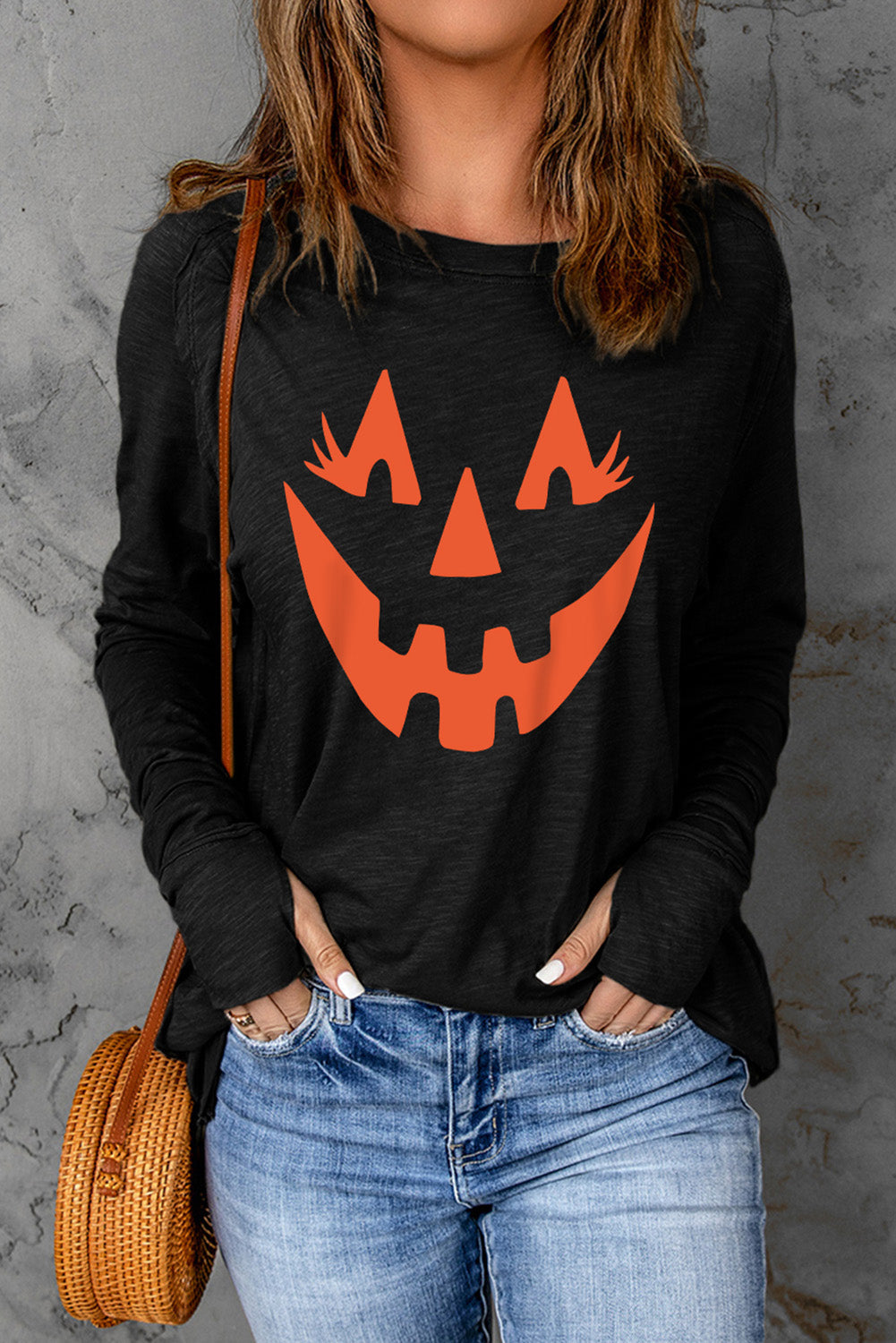 Get trendy with Halloween Pumpkin Face Graphic T-Shirt - Halloween Clothes available at Styles Code. Grab yours today!