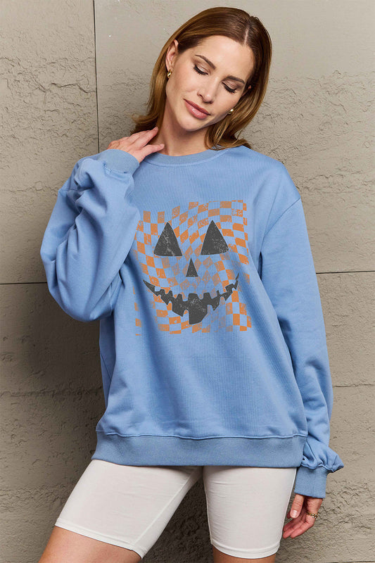 Get trendy with Simply Love Full Size Graphic Dropped Shoulder Sweatshirt - Halloween Clothes available at Styles Code. Grab yours today!