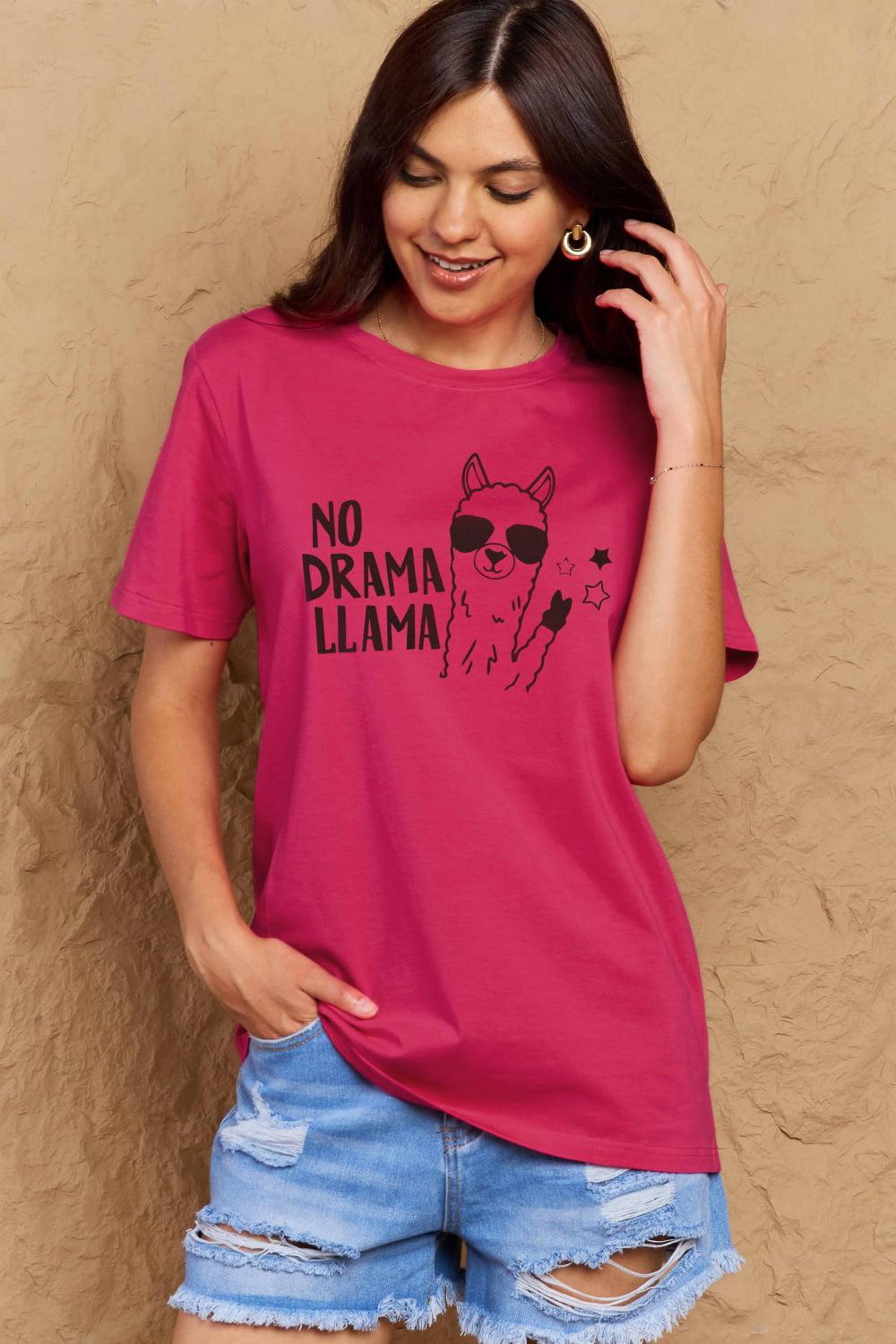 Get trendy with Full Size NO DRAMA LLAMA Graphic Cotton Tee - Graphic T-Shirts available at Styles Code. Grab yours today!