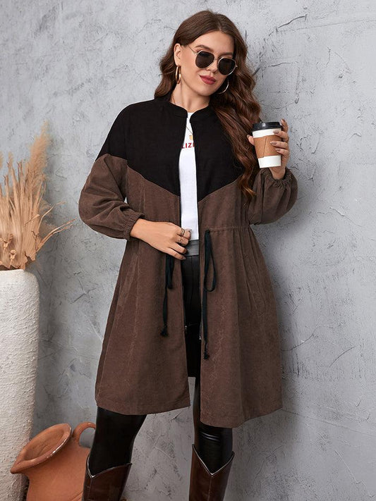 Get trendy with Two-Tone Dropped Shoulder Trench Coat - Coats available at Styles Code. Grab yours today!