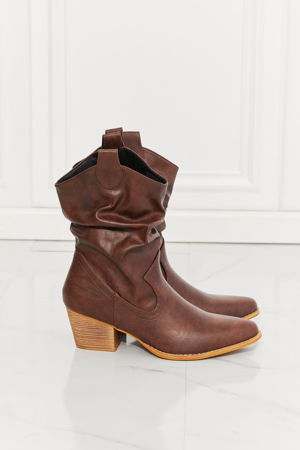 Get trendy with MMShoes Better in Texas Scrunch Cowboy Boots in Brown - Shoes available at Styles Code. Grab yours today!