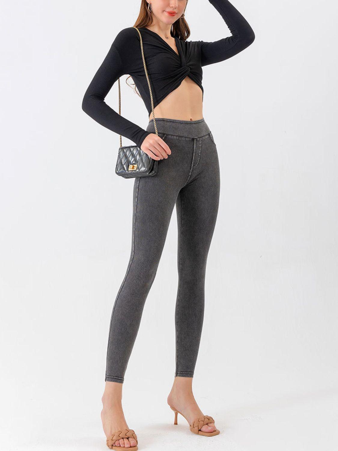 Get trendy with High Waist Cropped Jeans - Jeans available at Styles Code. Grab yours today!