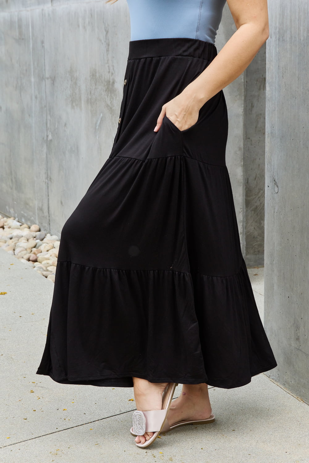 Get trendy with Heimish So Easy Full Size Solid Maxi Skirt - Luxe available at Styles Code. Grab yours today!