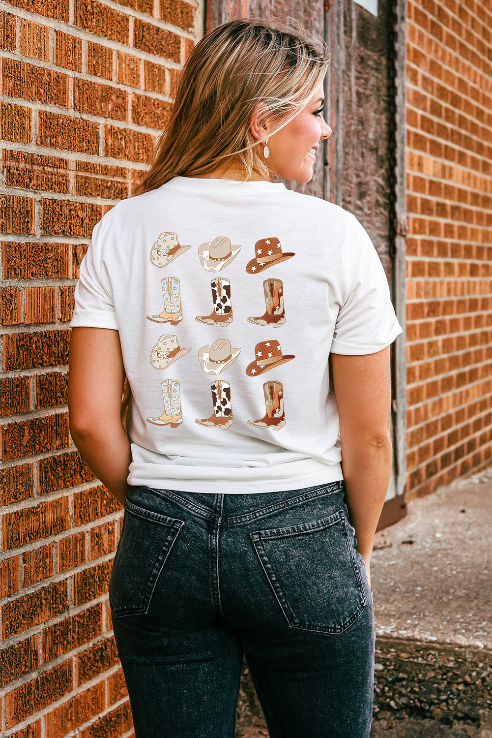 Get trendy with Round Neck Short Sleeve Cowboy Theme T-Shirt - Halloween Clothes available at Styles Code. Grab yours today!