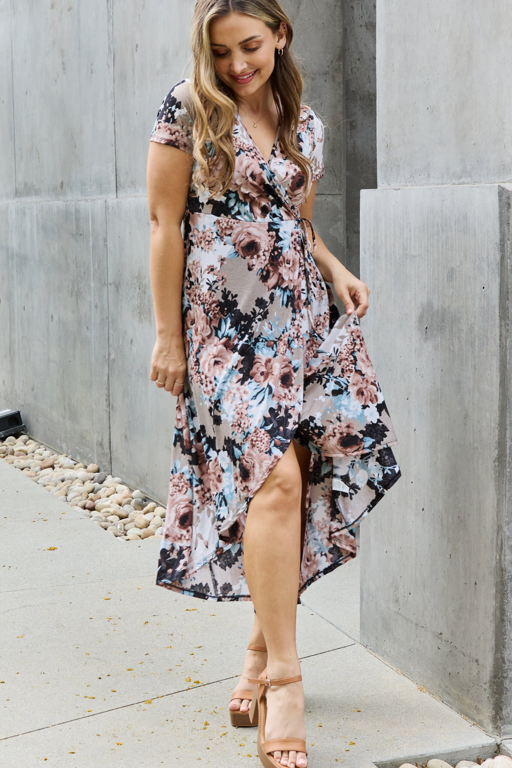 Get trendy with Heimish Give Me Roses Full Size Floral Maxi Wrap Dress - Luxe available at Styles Code. Grab yours today!