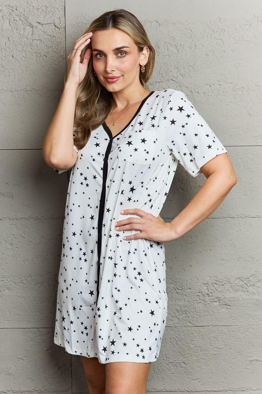 Get trendy with Quilted Quivers Buttoned Sleepwear Dress -  available at Styles Code. Grab yours today!