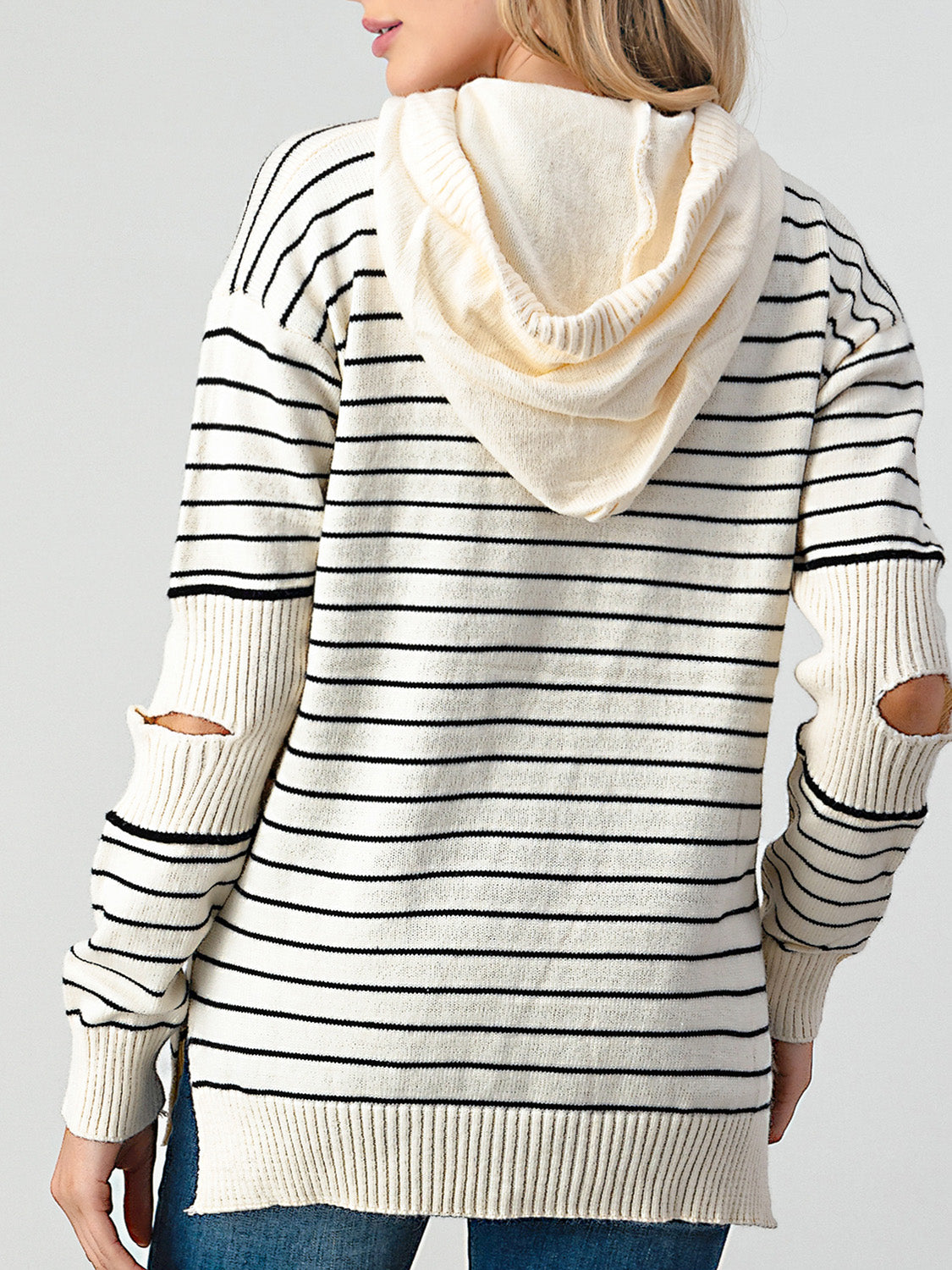 Get trendy with Striped Cutout Slit Sweater - Tops available at Styles Code. Grab yours today!