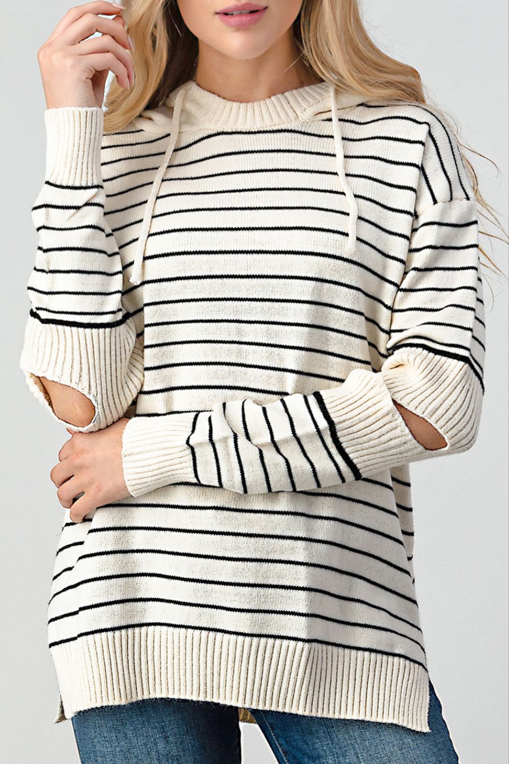 Get trendy with Striped Cutout Slit Sweater - Tops available at Styles Code. Grab yours today!