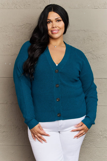 Get trendy with Zenana Kiss Me Tonight Full Size Button Down Cardigan in Teal - Luxe available at Styles Code. Grab yours today!