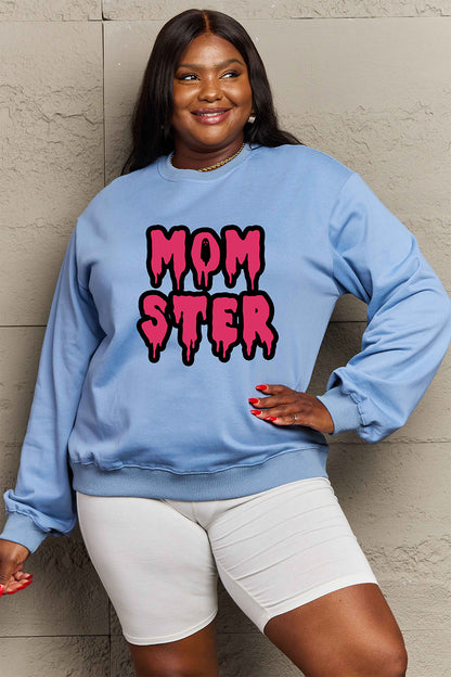 Get trendy with Simply Love Full Size MOM STER Graphic Sweatshirt - Halloween Clothes available at Styles Code. Grab yours today!