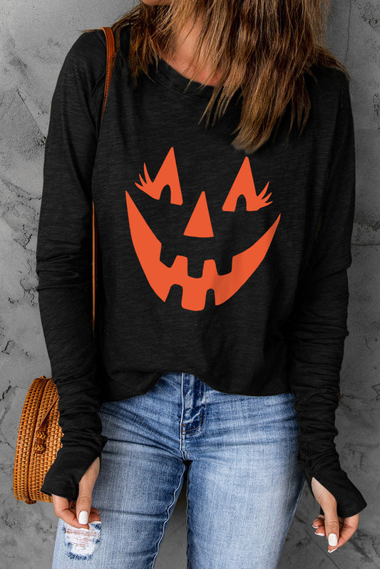 Get trendy with Halloween Pumpkin Face Graphic T-Shirt - Halloween Clothes available at Styles Code. Grab yours today!