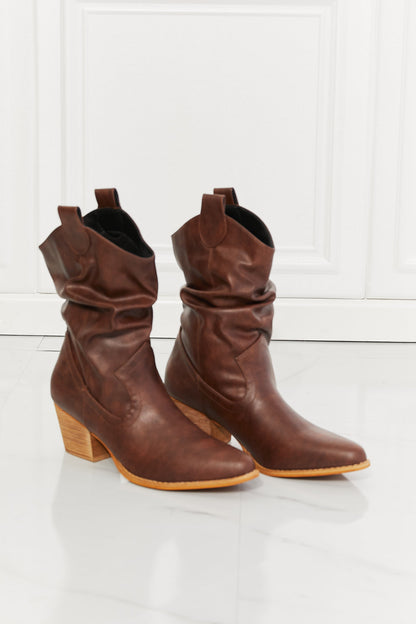 Get trendy with MMShoes Better in Texas Scrunch Cowboy Boots in Brown - Shoes available at Styles Code. Grab yours today!