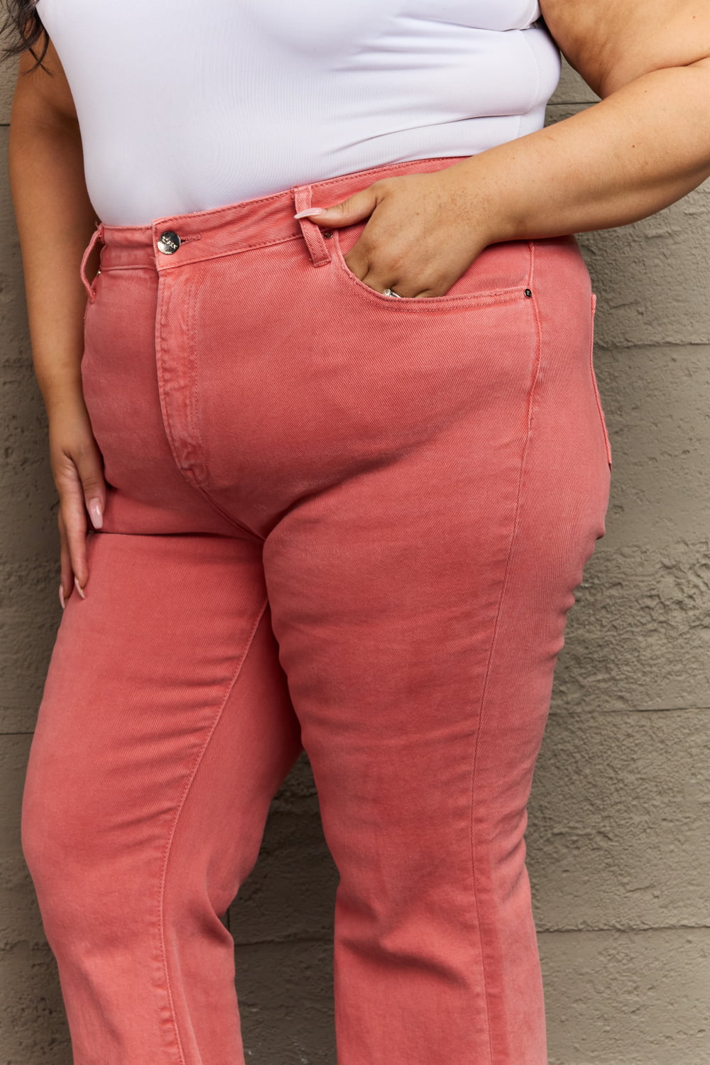 Get trendy with Full Size High Waist Flare Jeans - Plus Size available at Styles Code. Grab yours today!