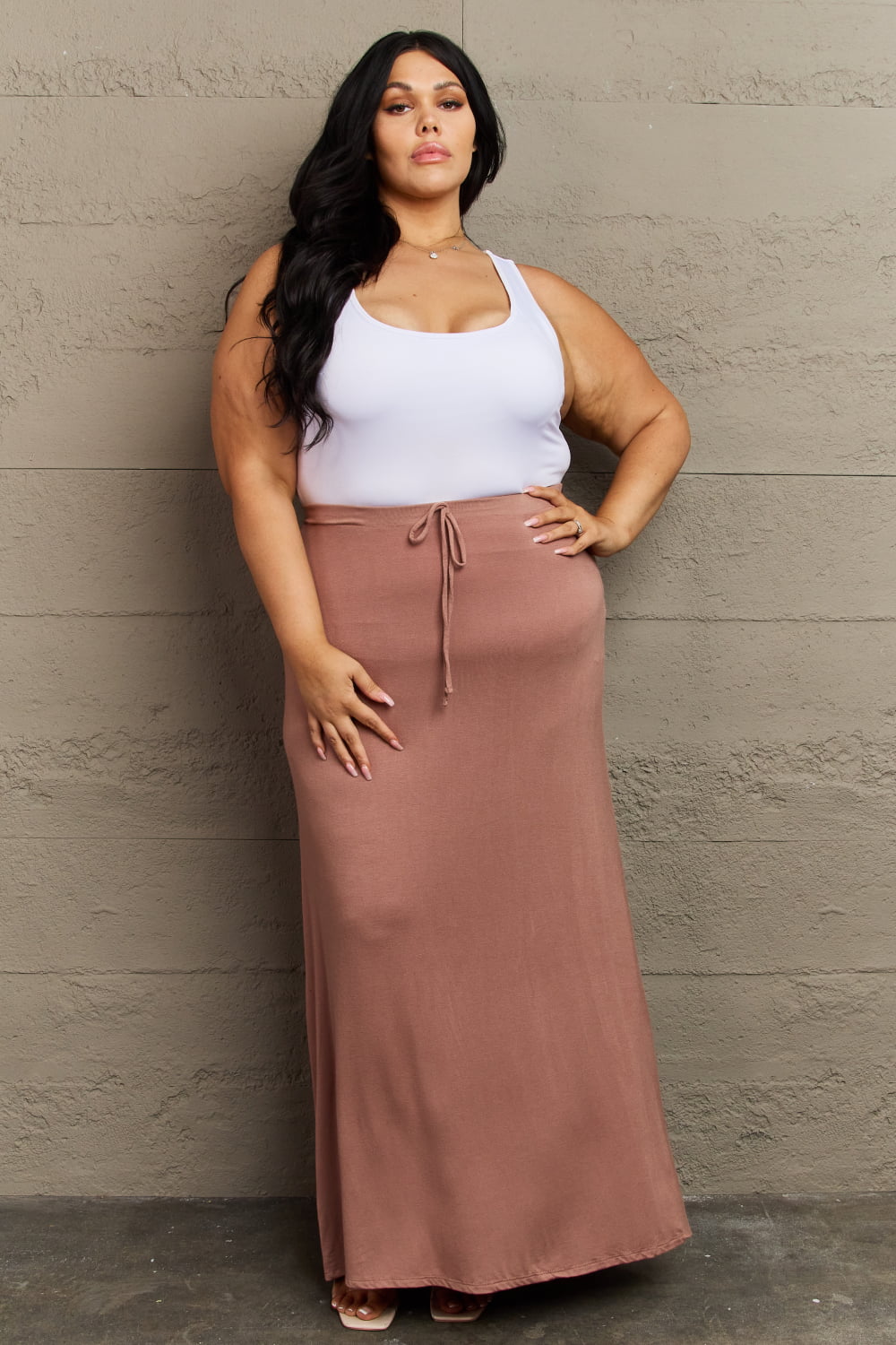 Get trendy with Culture Code For The Day Full Size Flare Maxi Skirt in Chocolate - Luxe available at Styles Code. Grab yours today!