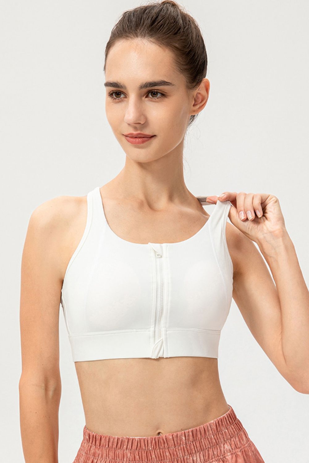 Get trendy with Zip-Up Round Neck Sports Bra - Activewear available at Styles Code. Grab yours today!