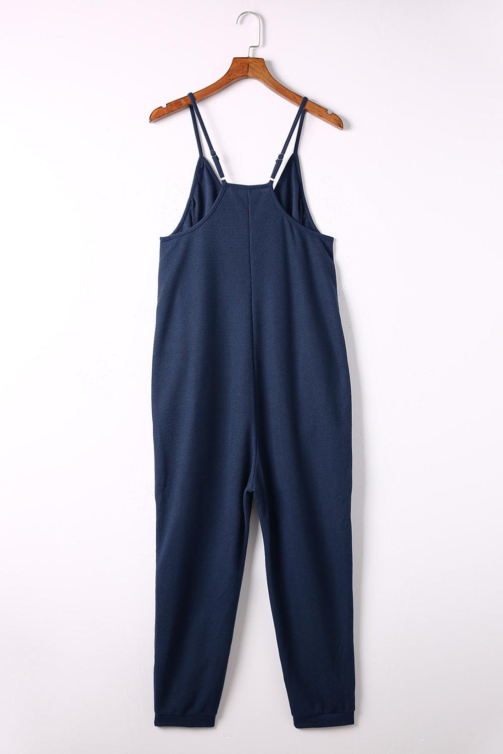 Get trendy with Spaghetti Strap Deep V Jumpsuit with Pockets - Jumpsuits available at Styles Code. Grab yours today!