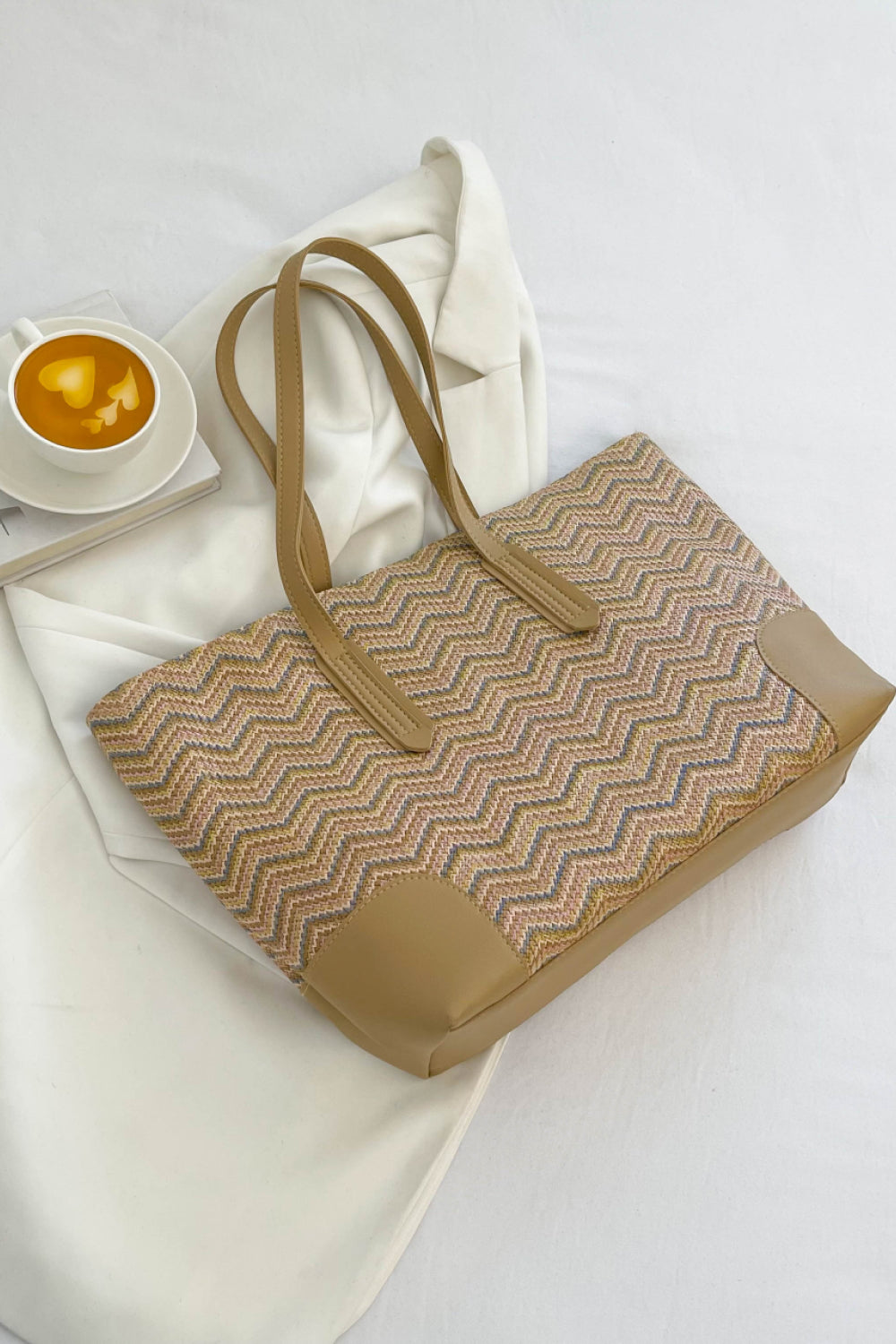 Get trendy with Chevron Straw Tote Bag - Bags available at Styles Code. Grab yours today!