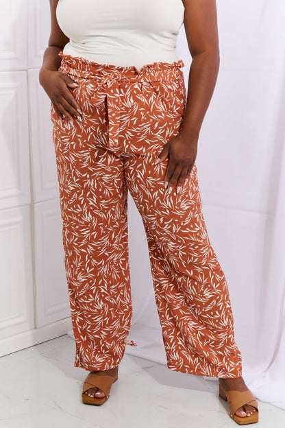 Get trendy with Heimish Right Angle Full Size Geometric Printed Pants in Red Orange - Luxe available at Styles Code. Grab yours today!