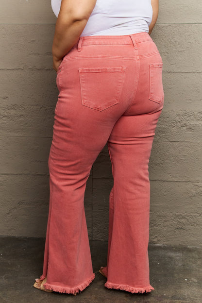 Get trendy with Full Size High Waist Flare Jeans - Plus Size available at Styles Code. Grab yours today!