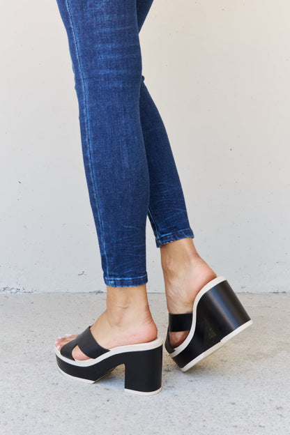 Get trendy with Weeboo Cherish The Moments Contrast Platform Sandals in Black - Shoes available at Styles Code. Grab yours today!