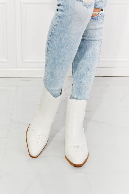 Get trendy with MMShoes Love the Journey Stacked Heel Chelsea Boot in White - Shoes available at Styles Code. Grab yours today!