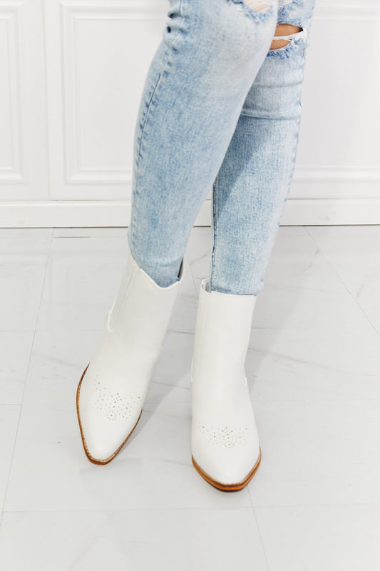 Get trendy with MMShoes Love the Journey Stacked Heel Chelsea Boot in White - Shoes available at Styles Code. Grab yours today!