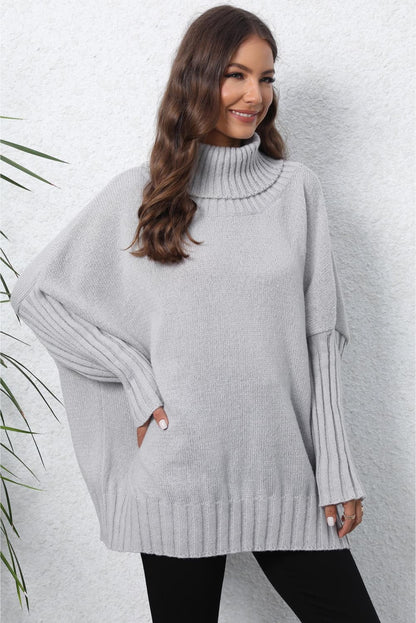 Get trendy with Turtle Neck Long Sleeve Ribbed Sweater - Sweater available at Styles Code. Grab yours today!