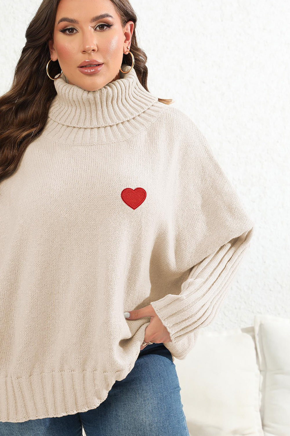 Get trendy with Plus Size Turtle Neck Long Sleeve Sweater - Sweater available at Styles Code. Grab yours today!