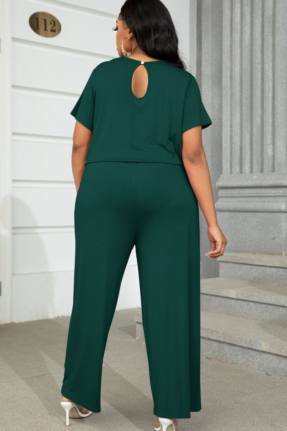 Get trendy with Plus Size Drawstring Waist Short Sleeve Jumpsuit - Plus size available at Styles Code. Grab yours today!