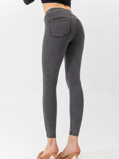 Get trendy with High Waist Cropped Jeans - Jeans available at Styles Code. Grab yours today!