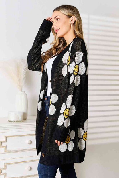 Get trendy with Double Take Floral Button Down Longline Cardigan - Cardigan available at Styles Code. Grab yours today!