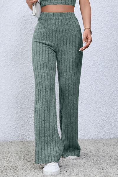 Get trendy with Basic Bae Full Size Ribbed High Waist Flare Pants -  available at Styles Code. Grab yours today!