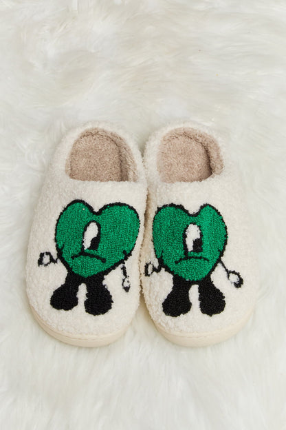 Get trendy with Melody Love Heart Print Plush Slippers - Shoes available at Styles Code. Grab yours today!