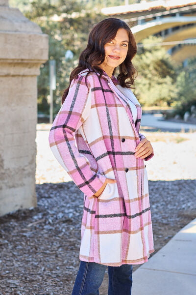 Get trendy with Double Take Full Size Plaid Button Up Lapel Collar Coat -  available at Styles Code. Grab yours today!