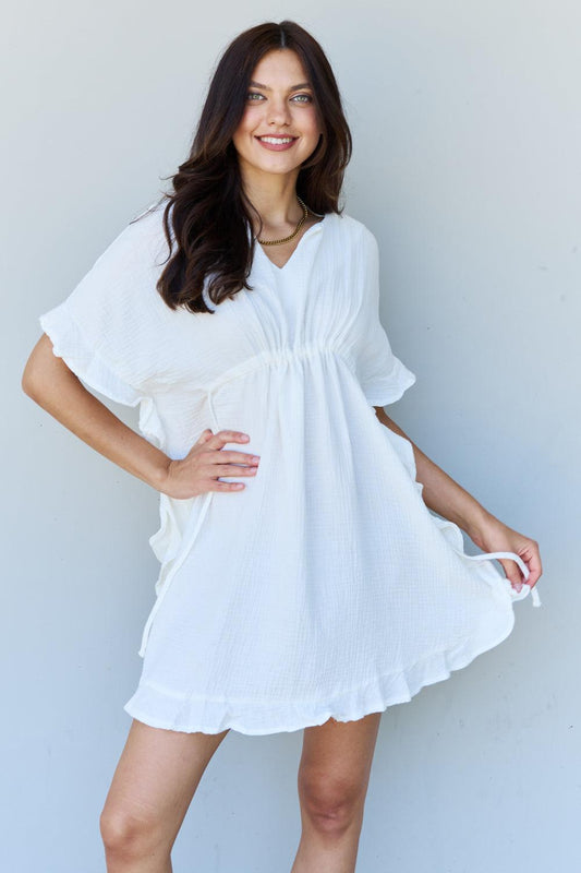 Get trendy with Full Size Ruffle Hem Dress with Drawstring Waistband -  available at Styles Code. Grab yours today!