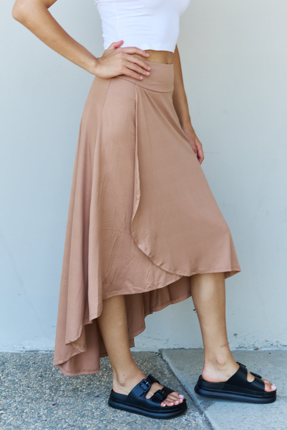 Get trendy with Ninexis First Choice High Waisted Flare Maxi Skirt in Camel -  available at Styles Code. Grab yours today!