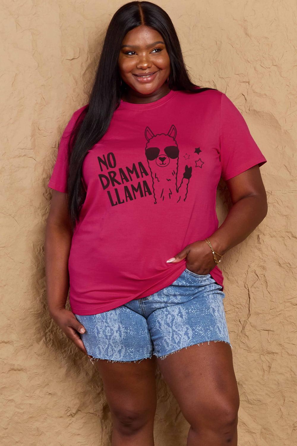 Get trendy with Full Size NO DRAMA LLAMA Graphic Cotton Tee - Graphic T-Shirts available at Styles Code. Grab yours today!