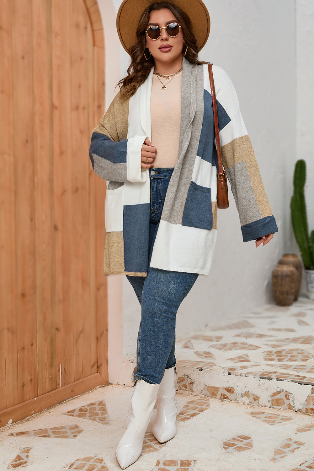 Get trendy with Plus Size Color Block Long Sleeve Cardigan - Cardigans available at Styles Code. Grab yours today!