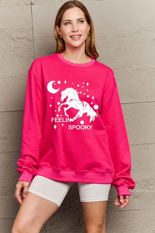 Get trendy with Simply Love Full Size Graphic Drop Shoulder Sweatshirt - Halloween Clothes available at Styles Code. Grab yours today!